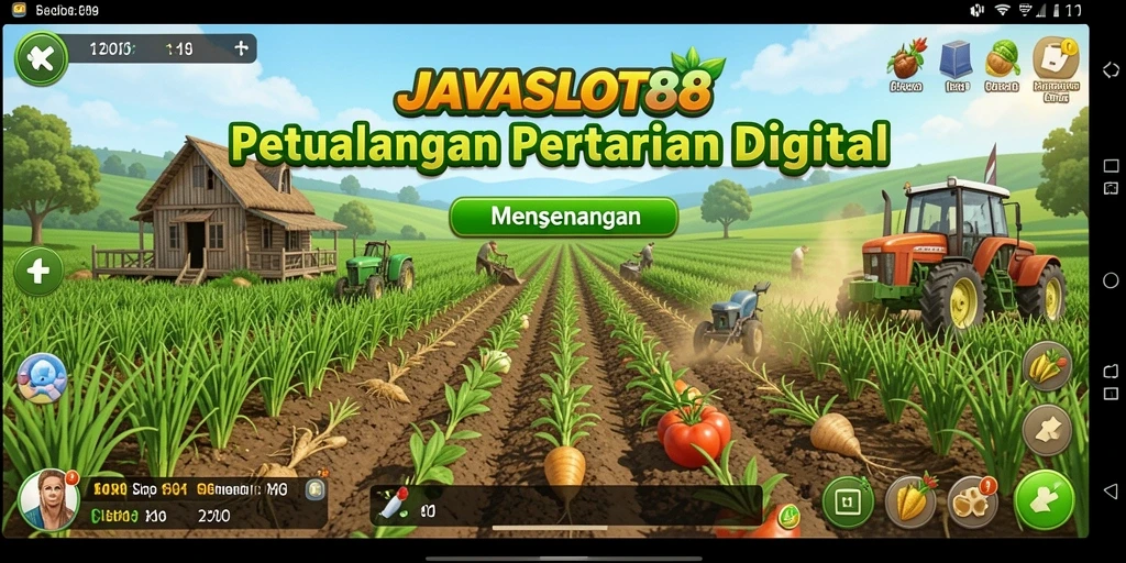 Screenshot utama JAVASLOT88 menampilkan aktivitas bertani yang menarik.