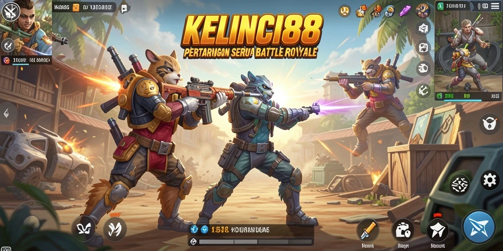 Menampilkan momen seru dalam gameplay Battle Royale KELINCI88.