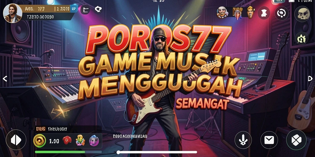 Tampilan unik gameplay POROS77 yang penuh dengan warna dan semangat musik.