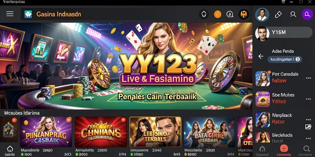 Tangkapan layar YY123 menunjukkan dealer langsung dan permainan menarik.